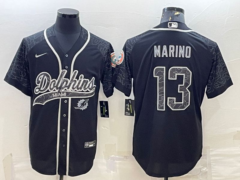 Men Miami Dolphins #13 Marino Black Reflector 2022 Nike Co branded NFL Jerseys->customized nfl jersey->Custom Jersey